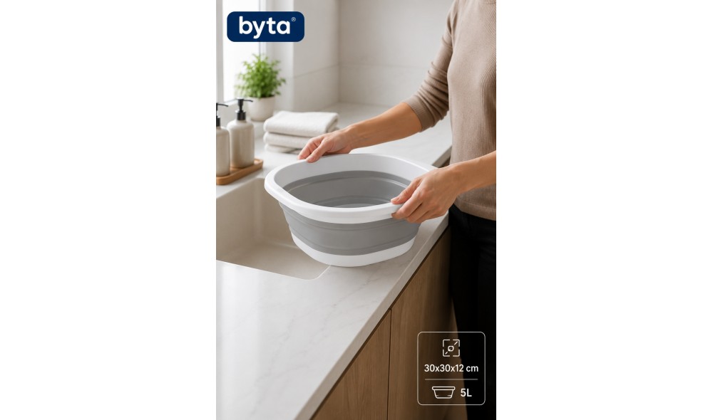 5 Litre Katlanabilir Kare Badya Katlanır Leğen Sebze Meyve Yıkama Kabı Mutfak Kamp ve Temizlik İçin Çok Amaçlı