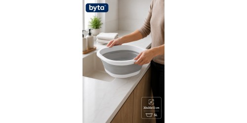 5 Litre Katlanabilir Kare Badya Katlanır Leğen Sebze Meyve Yıkama Kabı Mutfak Kamp ve Temizlik İçin Çok Amaçlı