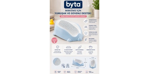 Bebek Küveti Destek Aparatı Ergonomik Kaymaz Yenidoğan Bebek Banyo Desteği 58 x 25,5 x 23 cm
