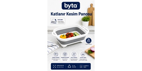 Katlanır Kesim Panosu ve Sebze Meyve Yıkama Küveti 2'si 1 Arada