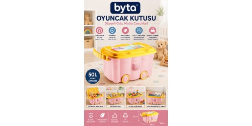 50 Litre Tekerlekli Oyuncak Saklama Kutusu – Kapaklı, Çok Amaçlı Düzenleyici Saklama Sandığı, Dayanıklı PP Plastik