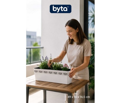 50 cm Dikdörtgen Balkon Saksısı Dekoratif Plastik Çiçek ve Bitki Saksısı