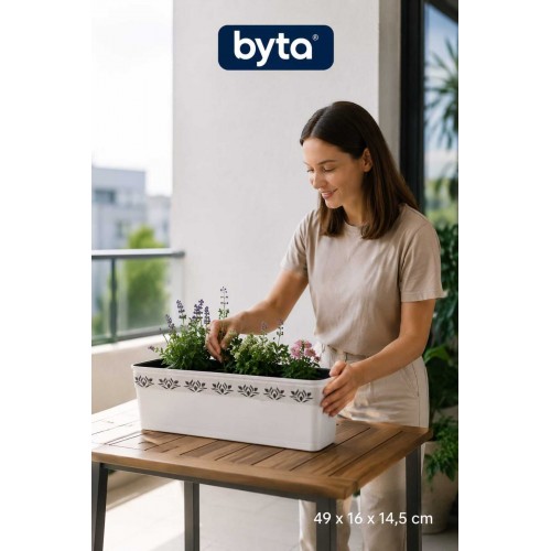 50 cm Dikdörtgen Balkon Saksısı Dekoratif Plastik Çiçek ve Bitki Saksısı
