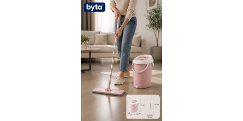 Büyük Tablet Mop Seti 16 L Pedallı Temizlik Kovası ve Mikrofiber Mop 360° Döner Başlıklı Paspas Seti