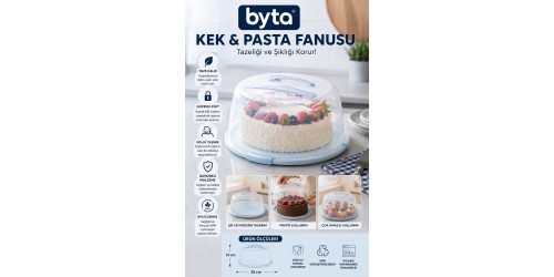 Kapaklı Kek ve Pasta Fanusu Şeffaf Yuvarlak Pasta Saklama ve Servis Kabı BPA İçermez Mor Pembe Mavi Siyah 1 Adet Karışık Renk Gönderilir
