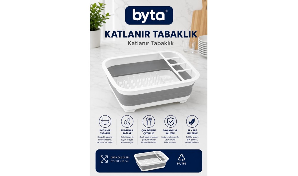 Katlanır Bulaşıklık ve Tabaklık – Çok Bölmeli Bulaşık Kurutmalığı