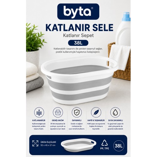 Katlanır Taşıma ve Depolama Sepeti 38 Litre