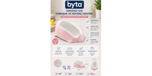 Bebek Küveti Destek Aparatı Ergonomik Kaymaz Yenidoğan Bebek Banyo Desteği 58 x 25,5 x 23 cm