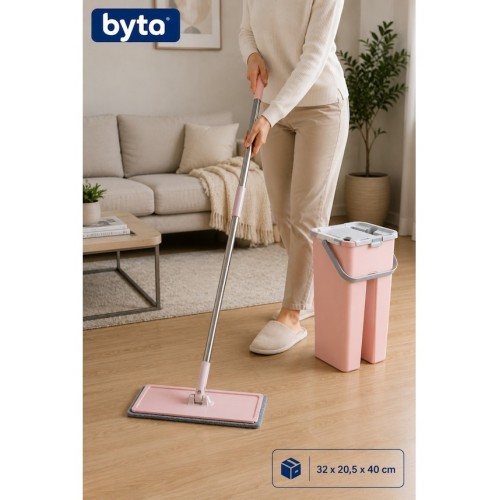 Yeni Nesil Pratik Mop Seti 8 L Çift Hazneli Temizlik Kovası ve Mikrofiber Flat Mop