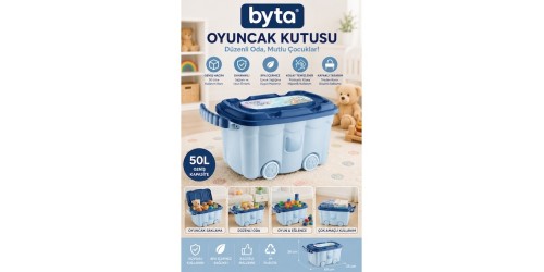 50 Litre Tekerlekli Oyuncak Saklama Kutusu – Kapaklı, Çok Amaçlı Düzenleyici Saklama Sandığı, Dayanıklı PP Plastik