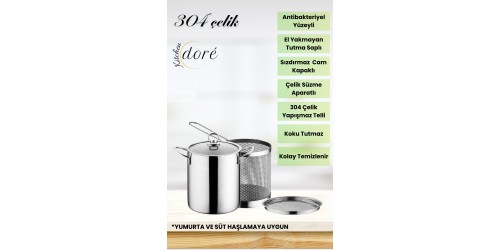 KitchenDORE Paslanmaz Çelik Kızartma Tenceresi ve Haşlama Potu Süt, Makarna, Sebze ve Yumurta Haşlama İçin Uygun