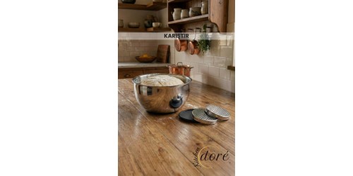 KitchenDORE Rendeli Karıştırma Çırpma ve Saklama Kabı 5 Parça Derin Yapılı Hamur Yoğurmaya Uygun