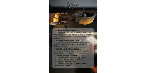 KitchenDORE Rüzgar Gülü Kek Kalıbı Royal Gold Kalın Döküm Üç Katmanlı Kaplama 620 Gram