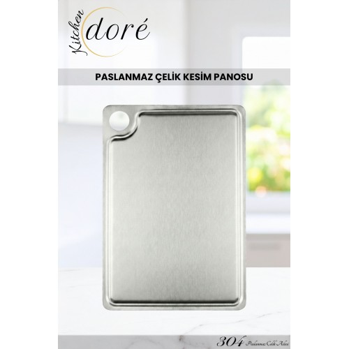 KitchenDORE Paslanmaz Çelik Kesme Tahtası 304 Yüksek Kalite Çelik Özel Kanal Yapılı Kesim Panosu