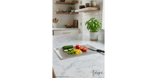 KitchenDORE Paslanmaz Çelik Kesme Tahtası 304 Yüksek Kalite Çelik Özel Kanal Yapılı Kesim Panosu