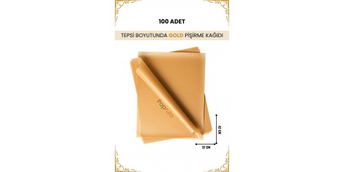 100 Adet Fırın Pişirme Kağıdı Ağartılmamış Tepsi Botuyunda 37x42 XL Boy Gold Kalite