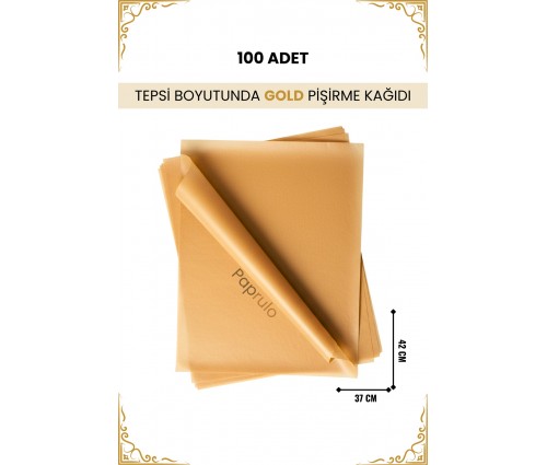 100 Adet Fırın Pişirme Kağıdı Ağartılmamış Tepsi Botuyunda 37x42 XL Boy Gold Kalite