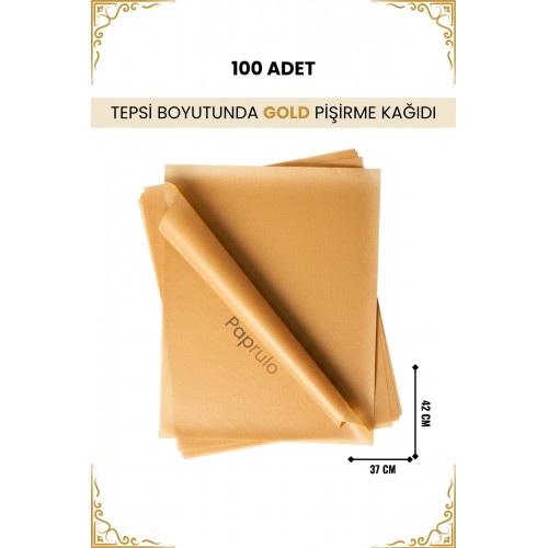 100 Adet Fırın Pişirme Kağıdı Ağartılmamış Tepsi Botuyunda 37x42 XL Boy Gold Kalite