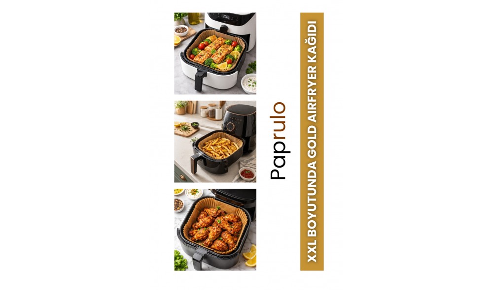 Paprulo 2 Adet Büyük Boy Airfryer Pişirme Kağıdı Fritöz Pişirme Kağıdı XXL Uyumlu En Büyük Model Toplam 100 Adet