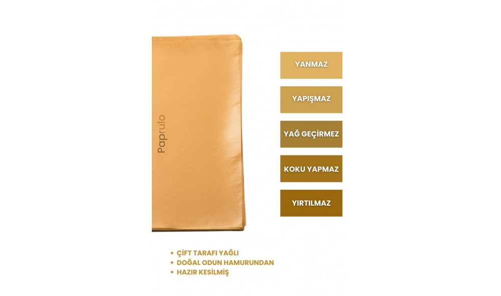 100 Adet Fırın Pişirme Kağıdı Ağartılmamış Tepsi Botuyunda 37x42 XL Boy Gold Kalite