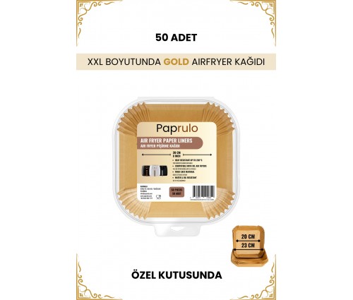 Paprulo 2 Adet Büyük Boy Airfryer Pişirme Kağıdı Fritöz Pişirme Kağıdı XXL Uyumlu En Büyük Model Toplam 100 Adet