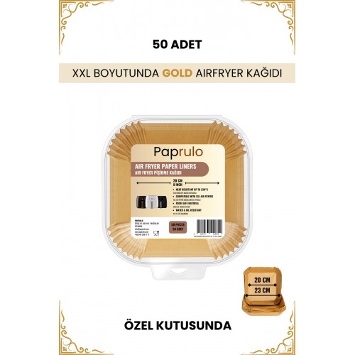 Paprulo 2 Adet Büyük Boy Airfryer Pişirme Kağıdı Fritöz Pişirme Kağıdı XXL Uyumlu En Büyük Model Toplam 100 Adet
