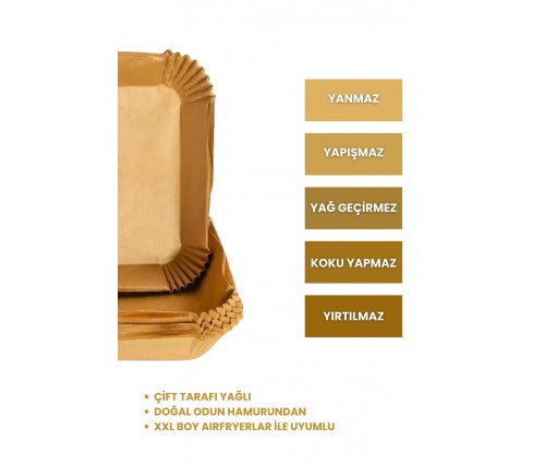 Paprulo 2 Adet Büyük Boy Airfryer Pişirme Kağıdı Fritöz Pişirme Kağıdı XXL Uyumlu En Büyük Model Toplam 100 Adet