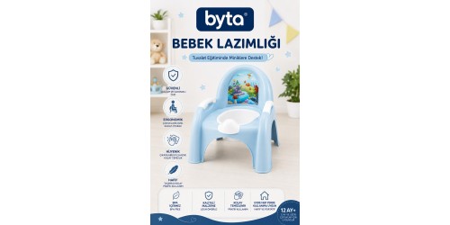 Çocuk Lazımlığı Ergonomik Bebek Tuvalet Eğitim Oturağı Çıkarılabilir Hazneli Mavi 12 Ay+