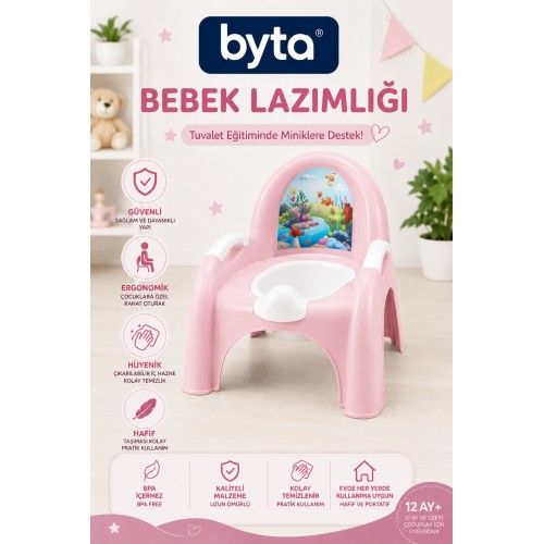 Çocuk Lazımlığı Ergonomik Bebek Tuvalet Eğitim Oturağı Çıkarılabilir Hazneli Mavi 12 Ay+